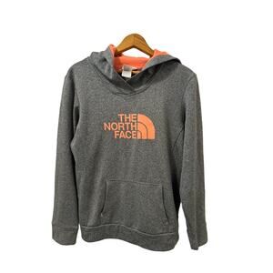 The North Face Pullover Hoodie Sweatshirt gray & orange Big Logo Women's L